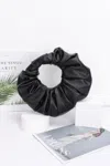 Fashnzfab Faux Leather Pleated Handle Clutch In Black