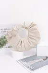 Fashnzfab Faux Leather Pleated Handle Clutch In White