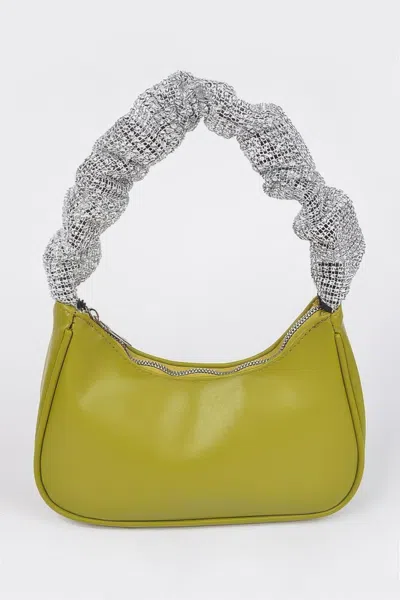 Fashnzfab Faux Leather Pleated Shoulder Strap Bag In Green