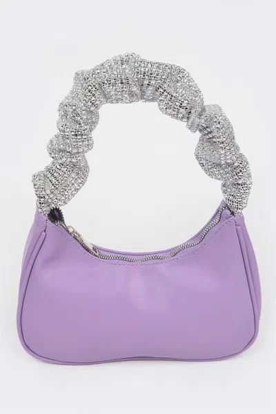 Fashnzfab Faux Leather Pleated Shoulder Strap Bag In Purple