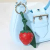 Fashnzfab Faux Leather Plush Strawberry Keychain / Bag Charm In Red