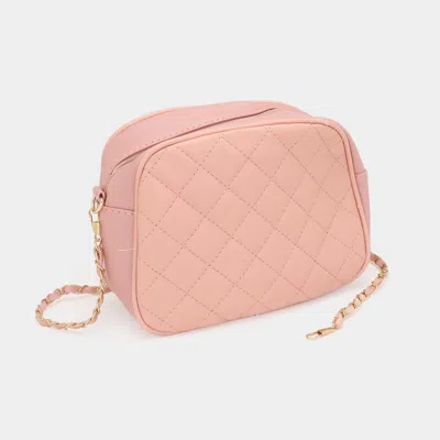 Fashnzfab Faux Leather Quilted Crossbody Bag In Pink
