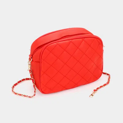 Fashnzfab Faux Leather Quilted Crossbody Bag In Red