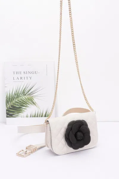 Fashnzfab Faux Leather Quilted Flower Beltbag Shoulder Chain In Multi