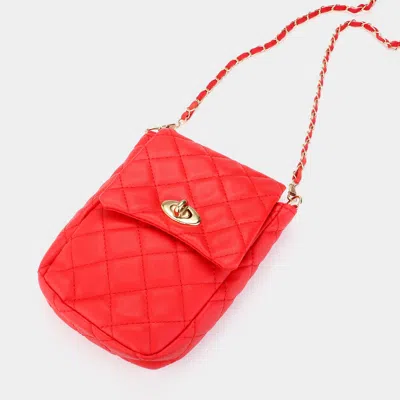 Fashnzfab Faux Leather Quilted Mini Crossbody Bag In Red