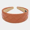 Fashnzfab Faux Leather Quilted Puffer Headband In Brown