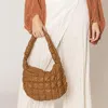 Fashnzfab Faux Leather Quilted Puffer Shoulder Cloud Bag In Brown