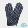 Fashnzfab Faux Leather Quilted Smart Touch Gloves In Black