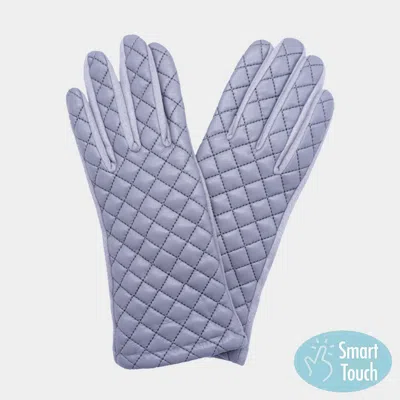 Fashnzfab Faux Leather Quilted Smart Touch Gloves In Blue