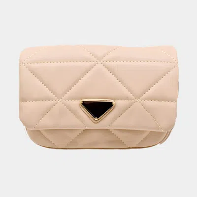 Fashnzfab Faux Leather Rectangle Clutch / Shoulder / Crossbody Bag In Sand