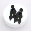 Fashnzfab Faux Leather Ribbon Dangle Earrings In Black