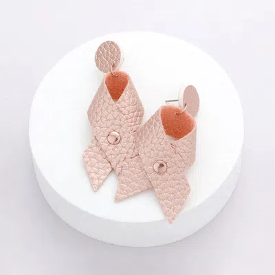 Fashnzfab Faux Leather Ribbon Dangle Earrings In Pink