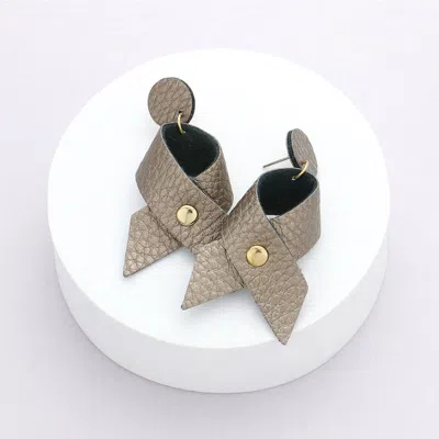 Fashnzfab Faux Leather Ribbon Dangle Earrings In Silver