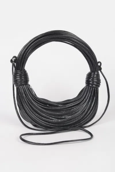 Fashnzfab Faux Leather Rope Hobo Bag In Black