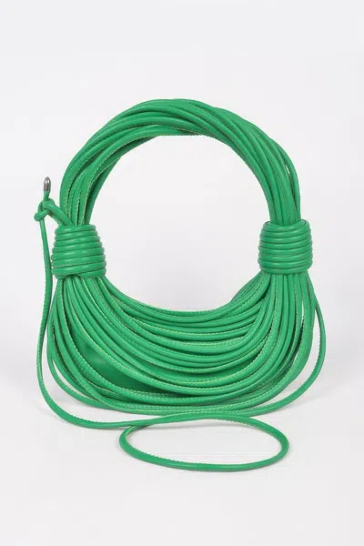 Fashnzfab Faux Leather Rope Hobo Bag In Green