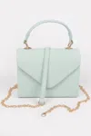 Fashnzfab Faux Leather Simple Handle Clutch In Green