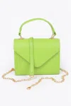 Fashnzfab Faux Leather Simple Handle Clutch In Multi
