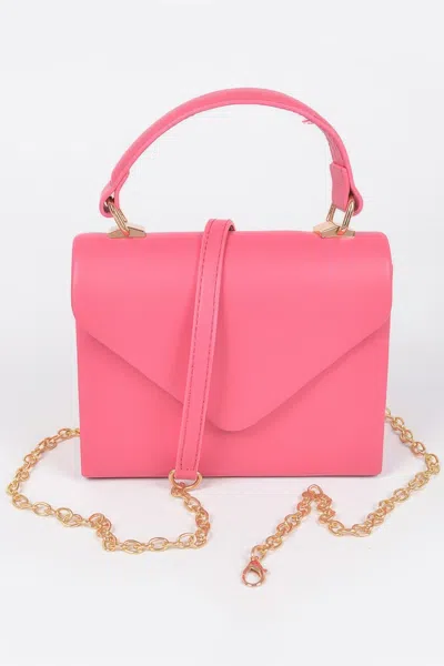 Fashnzfab Faux Leather Simple Handle Clutch In Pink