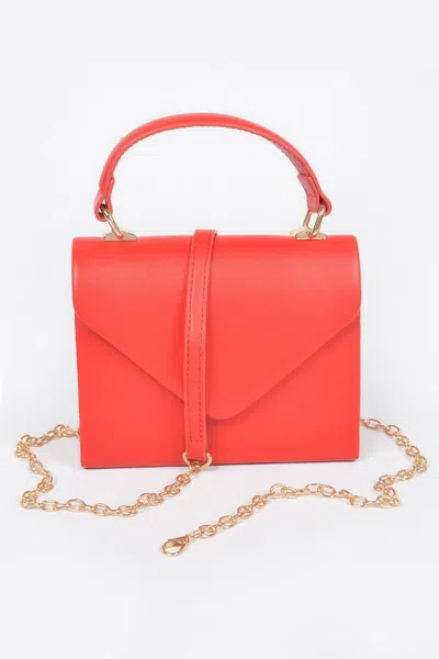 Fashnzfab Faux Leather Simple Handle Clutch In Red