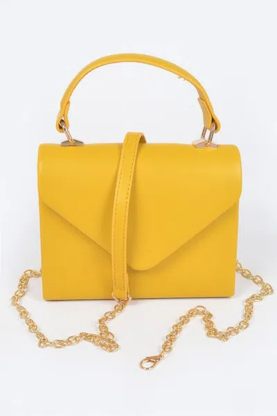Fashnzfab Faux Leather Simple Handle Clutch In Yellow