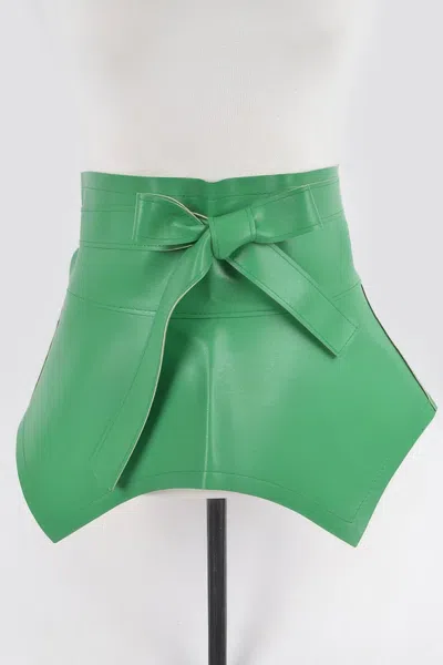 Fashnzfab Faux Leather Skirt Belt In Green