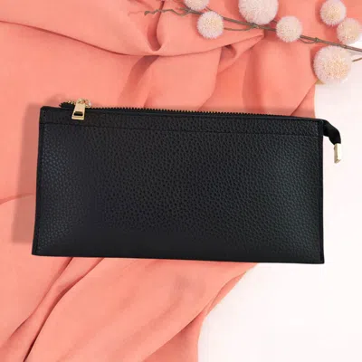 Fashnzfab Faux Leather Slim Wallet Crossbody Bag In Black