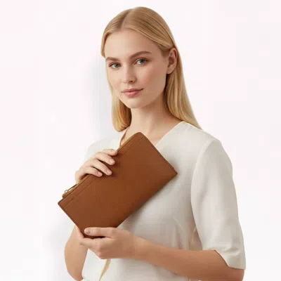 Fashnzfab Faux Leather Slim Wallet Crossbody Bag In Brown