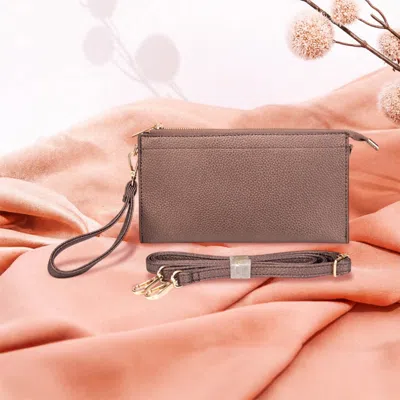 Fashnzfab Faux Leather Slim Wallet Crossbody Bag In Gold