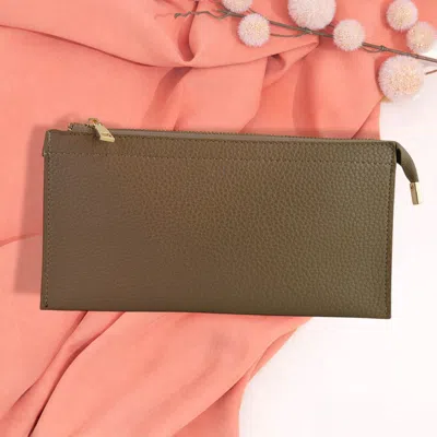 Fashnzfab Faux Leather Slim Wallet Crossbody Bag In Green