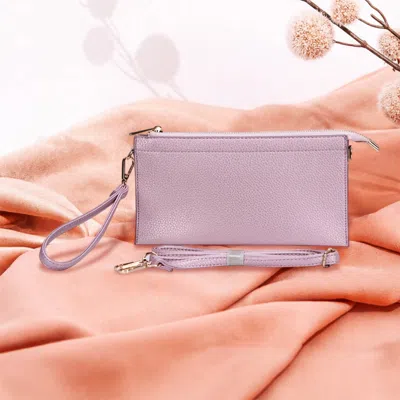 Fashnzfab Faux Leather Slim Wallet Crossbody Bag In Pink