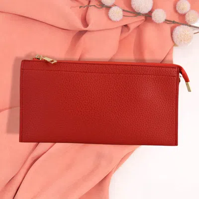 Fashnzfab Faux Leather Slim Wallet Crossbody Bag In Red