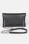 Fashnzfab Faux Leather Small Envelope Clutch In Black