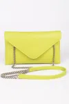 Fashnzfab Faux Leather Small Envelope Clutch In Green