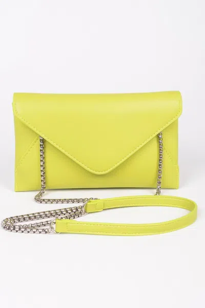 Fashnzfab Faux Leather Small Envelope Clutch In Green