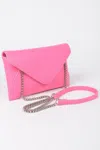 Fashnzfab Faux Leather Small Envelope Clutch In Pink