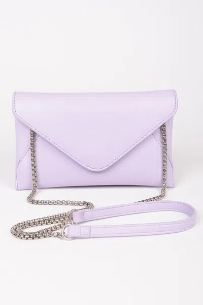 Fashnzfab Faux Leather Small Envelope Clutch In Purple