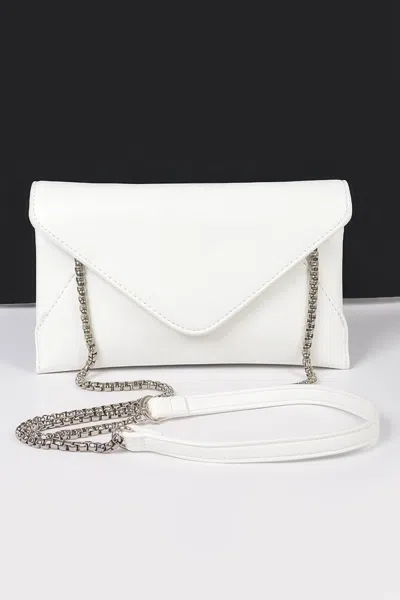 Fashnzfab Faux Leather Small Envelope Clutch In White