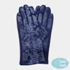 Fashnzfab Faux Leather Snake Skin Pattern Smart Touch Gloves In Blue