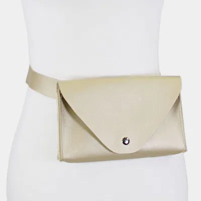Fashnzfab Faux Leather Solid Envelope Fanny Pack In Gold