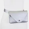 Fashnzfab Faux Leather Solid Envelope Fanny Pack In Silver