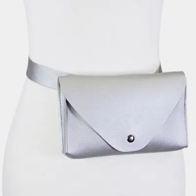 Fashnzfab Faux Leather Solid Envelope Fanny Pack In Silver