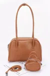 Fashnzfab Faux Leather Sport Bag In Brown