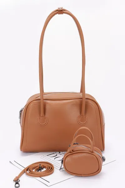 Fashnzfab Faux Leather Sport Bag In Brown