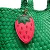 Fashnzfab Faux Leather Strawberry Keychain / Bag Charm / Coin Purse In Red