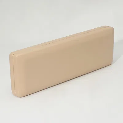 Fashnzfab Faux Leather Structured Long Clutch Bag In Beige