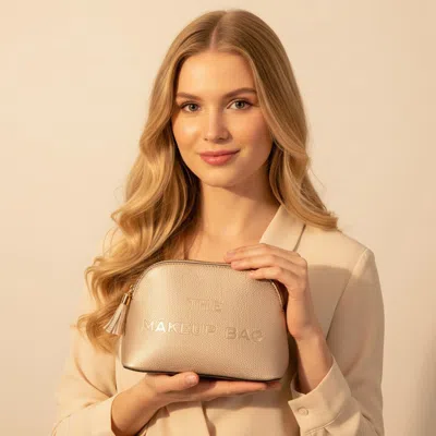 Fashnzfab Faux Leather Tassel Zip Around Makeup Pouch Bag In Gold