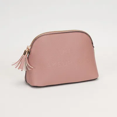Fashnzfab Faux Leather Tassel Zip Around Makeup Pouch Bag In Pink