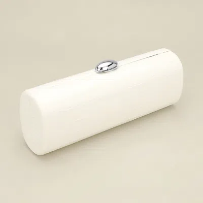 Fashnzfab Faux Leather Textured Pattern Clutch Evening Bag In White