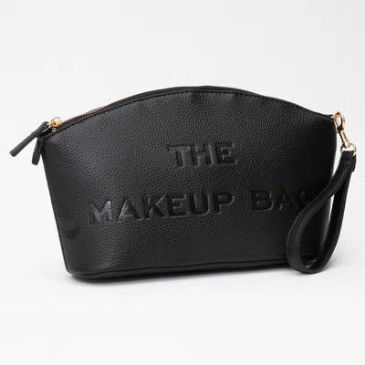 Fashnzfab Faux Leather The Make Up Bag Message Pouch Bag Beauty Organizer Bag In Black