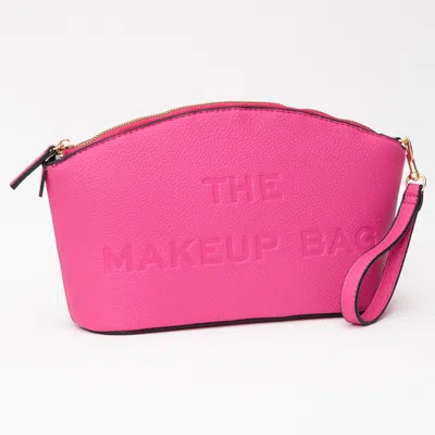 Fashnzfab Faux Leather The Make Up Bag Message Pouch Bag Beauty Organizer Bag In Pink